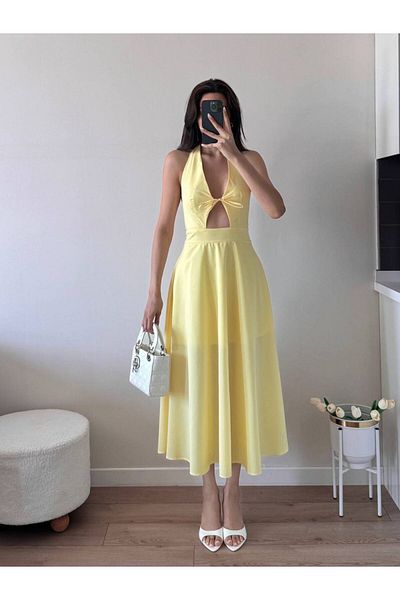 LOCH BUTİK Rochie midi galbenă pentru damă