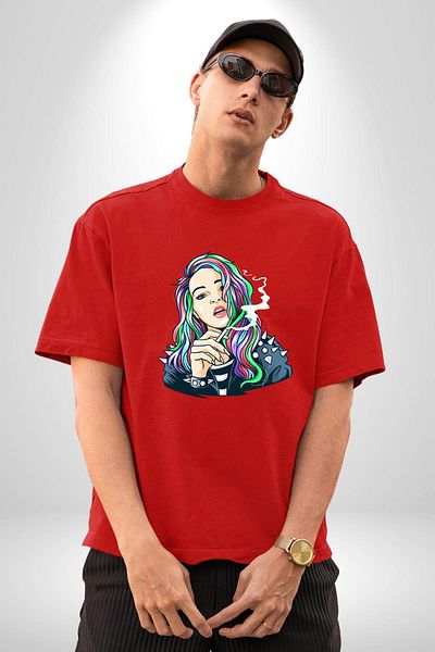 Angemiel Wash the Bans, Catch the Colors! Red Oversize Women's Men's Front Printed T-Shirt