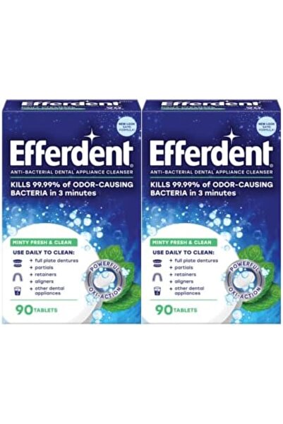 efferdent Retainer Cleaning Tablets, Minty Fresh & Clean, 90 Count (Pack of 2)