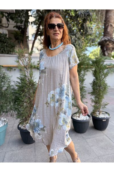 DenizEge Clara Floral Italian Dress Mink