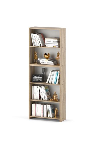 Meble Regał Na Książki Biurowy Dąb Sonoma 70 CM 5 Półek Zabawki Drewniany Loft