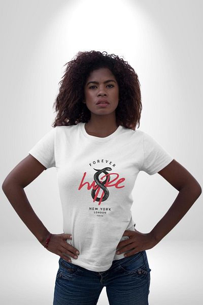Angemiel Hope Printed Snake White Oversize Women's Men's Front Printed T-Shirt