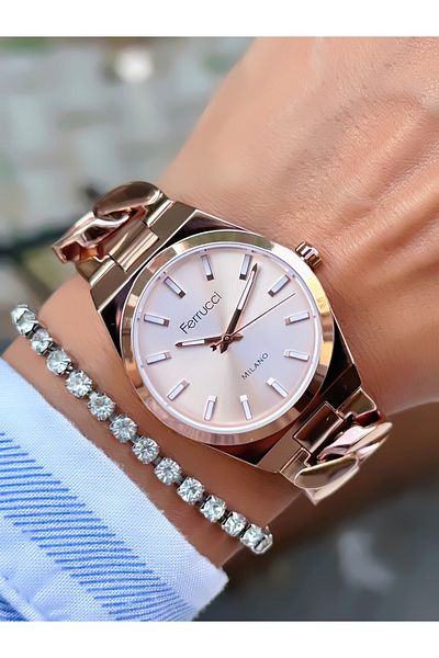 Ferrucci Steel Chain ​​Cord Women's Watch 3 Atm Waterproof 2 Years Mechanism Warranty