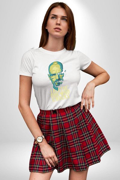 Angemiel تي شيرت Breaking Bad Walter White Magic أبيض كبير الحجم للنساء والرجال مطبوع من الأمام