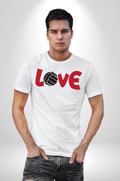 Angemiel تي شيرت Love Volleyball Love أبيض كبير الحجم للنساء والرجال مطبوع من الأمام