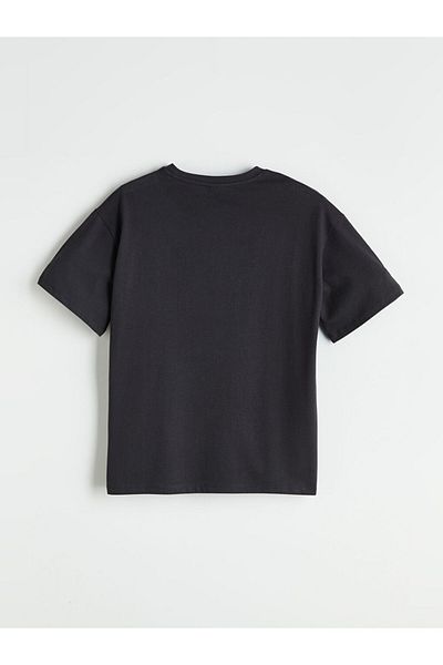 LC Waikiki Black Crew Neck Basic Girl's T-Shirt