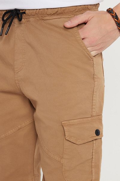 Tudors Men's Relax Fit Relaxed Fit 100% Cotton Cargo Pocket Camel Capri Shorts