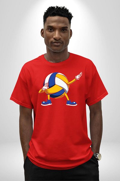 Angemiel Volleyball Ball Dabbing Red Oversize Women's Men's Pre-Printed T-Shirt