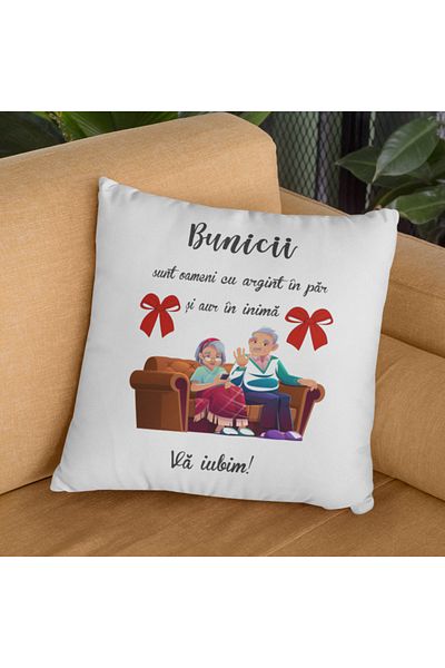 ROPRESSO Personalized pillow with message for grandparents – "Silver in the hair, gold in the heart" | Gift from the soul