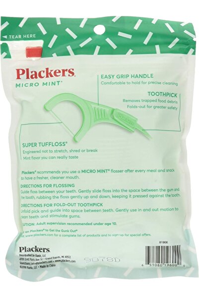 Plackers ميكرو مينت منعش للنفس، بنكهة النعناع، 90 قطعة