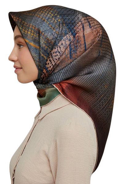 Armine Σειρά Nostalgia Silk Sura Scarf 8602DS-04 Tie-dye Pattern Bitter Coffee-Chaki