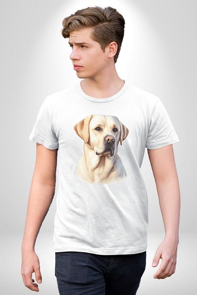 Angemiel تي شيرت مطبوع من الأمام للنساء والرجال من Faithful Friend Labrador Retriever Love Dog Friendly باللون الأبيض مقاس كبير