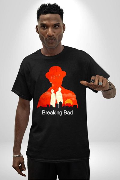 Angemiel Breaking Bad Series Chemical Myth Black Oversize Women's Men's Front Printed T-Shirt
