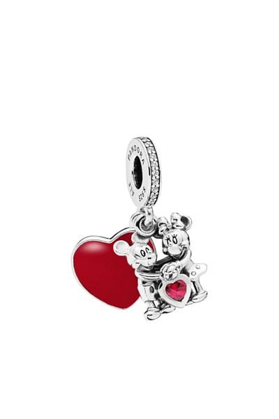 OEM Charm compatible with Pandora bracelet, Disney Mickey & Minnie Love model, made of 925 silver