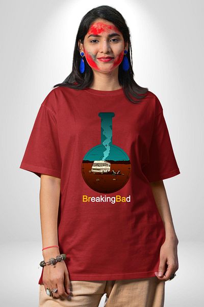 Angemiel Breaking Bad Chemistry Flask Red Oversize Women's Men's Front Printed T-Shirt