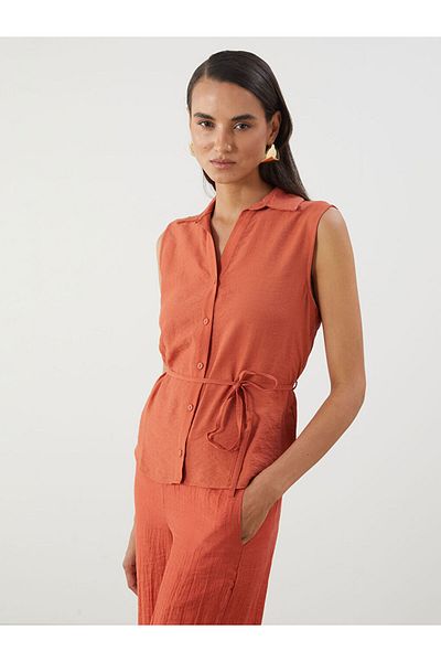 LC Waikiki Orange Belted Women's Shirt