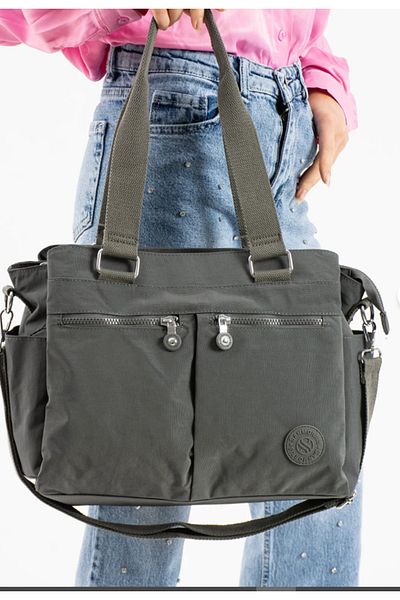 lucky horse Talis Women's Large Size 6 Compartment Water Resistant Crinkle Fabric Crossbody Hand and Shoulder Bag