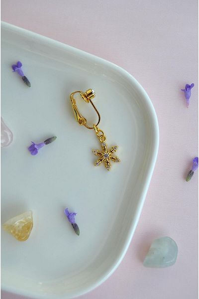 Sacce Scarves&Accessories Holeless Navel Piercing with Snowflake Figure