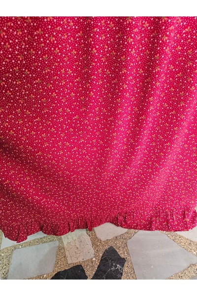 özlem giyim Kaliteli basma ucu kısa fırfırlı iki parça viskon etek