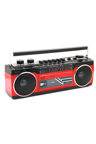 Trevi Vintage Boombox Radio Cassette Recorder with Cassette Recording from USB/SD or Bluetooth Red