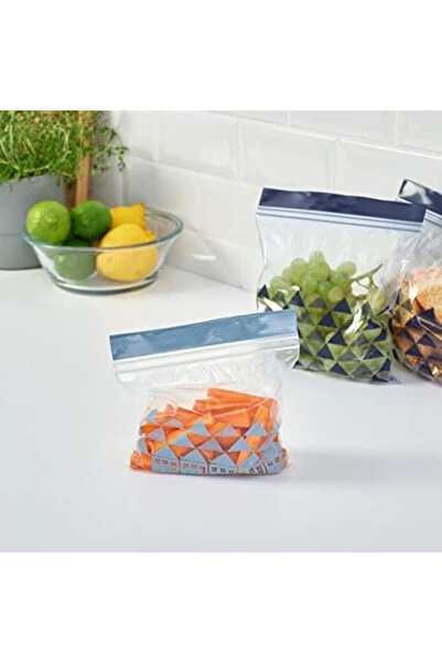 IKEA Digital Shoppy Resealable bag, patterned/blue, 60 pack