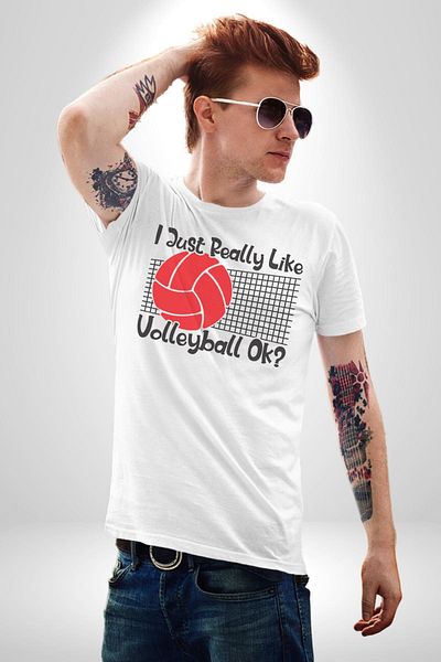 Angemiel I Love Volleyball White Oversize Women's Men's Front Printed T-Shirt