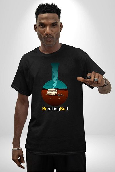Angemiel Breaking Bad Chemistry Flask Black Oversize Women's Men's Front Printed T-Shirt