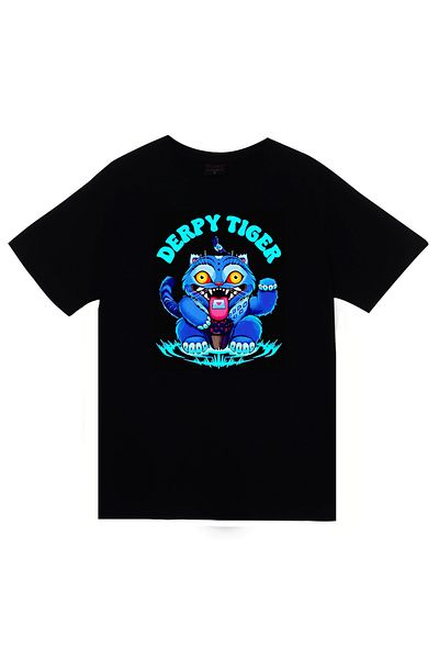 fame-stoned K-Pop Demon Hunters – Unisex μπλουζάκι με στάμπα Derpy Blue Tiger από 100% βαμβάκι