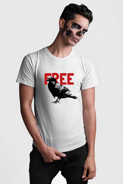 Angemiel تي شيرت مطبوع عليه Happy Birthday White Crow White للنساء والرجال ذو حجم كبير ومطبوع من الأمام