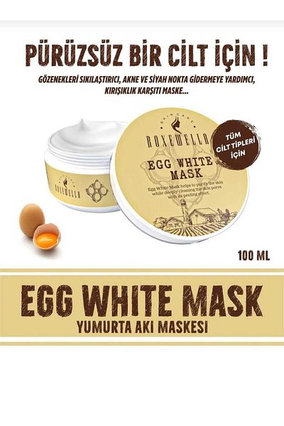 ROXEWELLA Egg White Mask - Acne-Blackhead-Blemish and Pore Removal Cleansing Mask 100+100ml Set of 2
