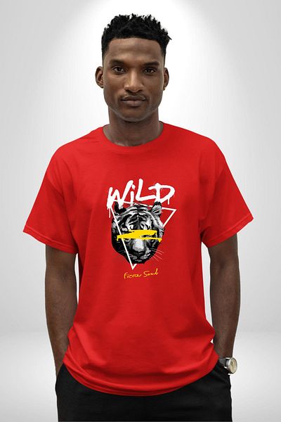 Angemiel Wild Spirit Printed Strong and Creative Design Red Oversize Women's Men's Front Printed T-Shirt