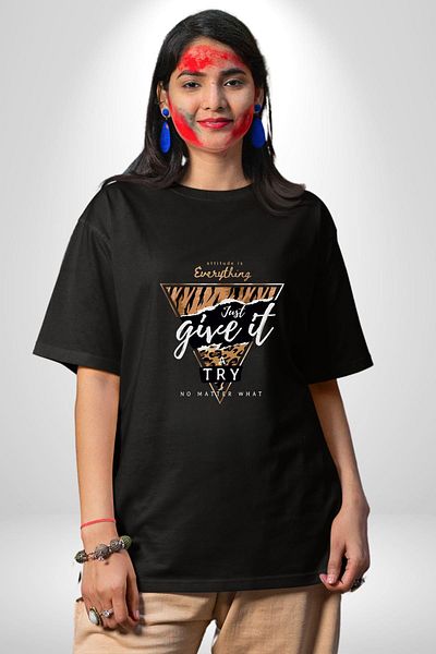 Angemiel Trending up Black Oversize Women's Men's Front Printed T-Shirt