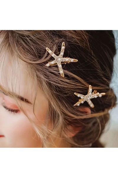 Asteria Jewelry Double Pearl Detailed Starfish Buckle - Accessory