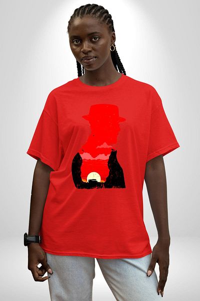 Angemiel Crime and Chemistry Character Breaking Bad Reflection Red Oversize Women's Men's Front Printed T-Shirt