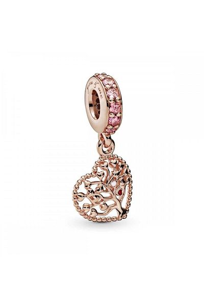 OEM Charm compatible with Pandora bracelet, Family Tree model, made of silver, rose gold color