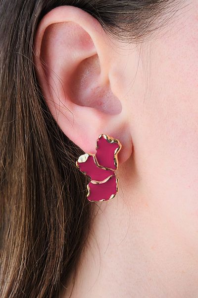 AURRARİ Plum Enamel Leaf Earrings