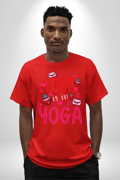 Angemiel Yoga I Love Yoga Enthusiasts Red Oversize Women's Men's Front Printed T-Shirt