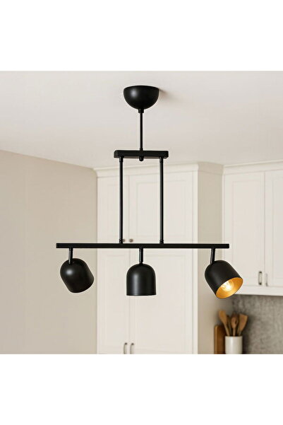 Correx Mark 3'lü Avize - Siyah - 65x10x60 cm