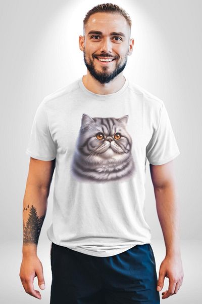 Angemiel تي شيرت مطبوع من الأمام للنساء والرجال باللون الأبيض من Iran Cat