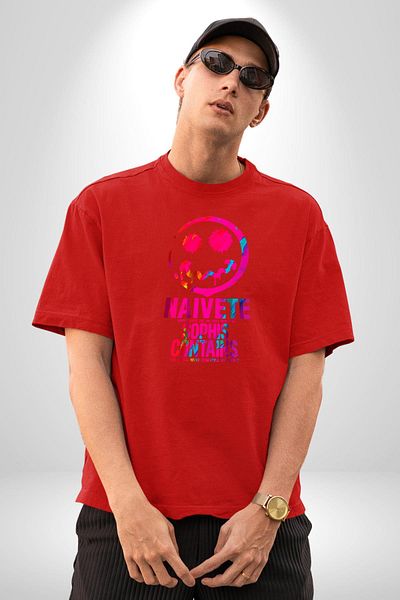 Angemiel Happy People Think Different, Be Happy Red Oversize Women Men Front Printed T-Shirt