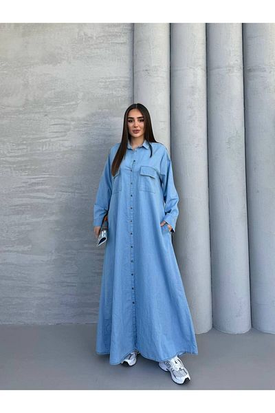 PREMİER VİE Testture Denim Shirt Dress