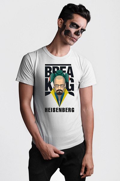 Angemiel تي شيرت مطبوع من الأمام للرجال والنساء باللون الأبيض من Breaking Bad Heisenberg
