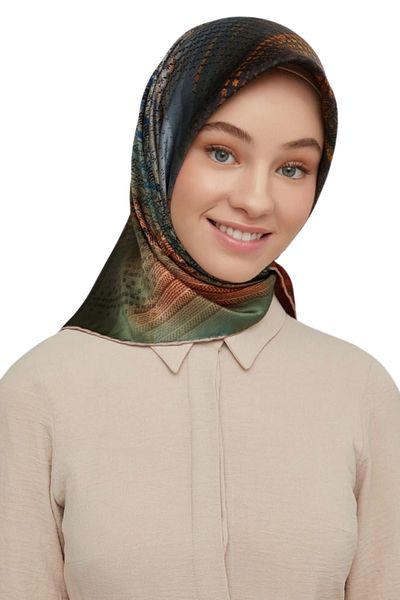 Armine Σειρά Nostalgia Silk Sura Scarf 8602DS-04 Tie-dye Pattern Bitter Coffee-Chaki