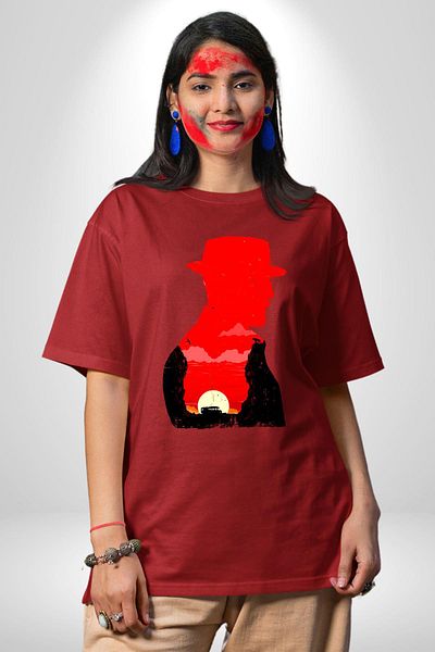 Angemiel Crime and Chemistry Character Breaking Bad Reflection Red Oversize Women's Men's Front Printed T-Shirt