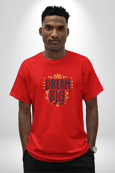 Angemiel Dream Big Themed Red Oversize Women's Men's Front Printed T-Shirt