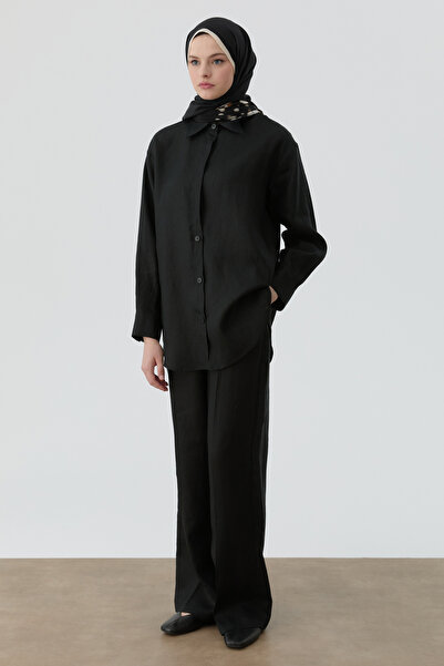 Tuğba Keten Pantolon - Siyah