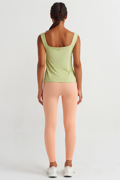 COMEUP Open Front Slim Ribbed Undershirt Margarita Green
