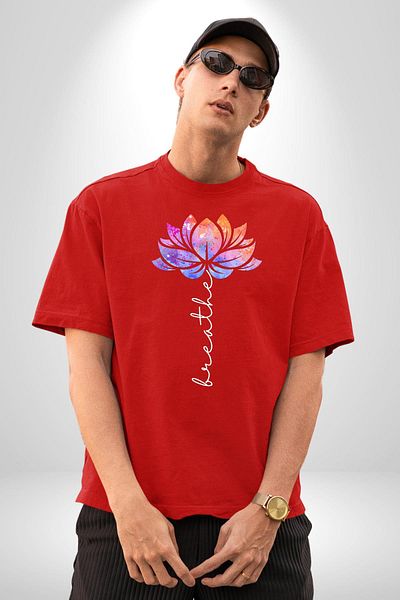 Angemiel Stop the Body, Keep the Soul Flowing Yoga Red Oversize Women's Men's Front Printed T-Shirt