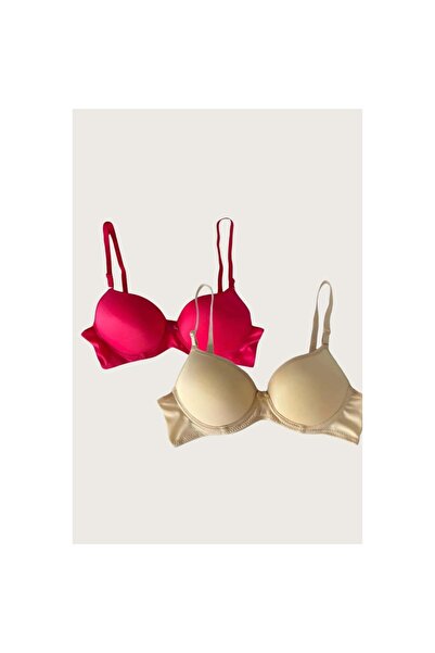 MİRALİVE Red-Skin 2-Pack Micro Fabric Hollow Underwire Daily Unpadded Bra