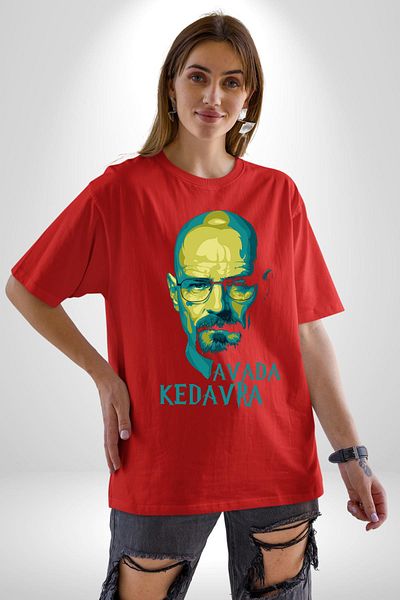 Angemiel تي شيرت مطبوع من الأمام للرجال والنساء باللون الأحمر من Chemical Spell Breaking Bad Avada Kedavra